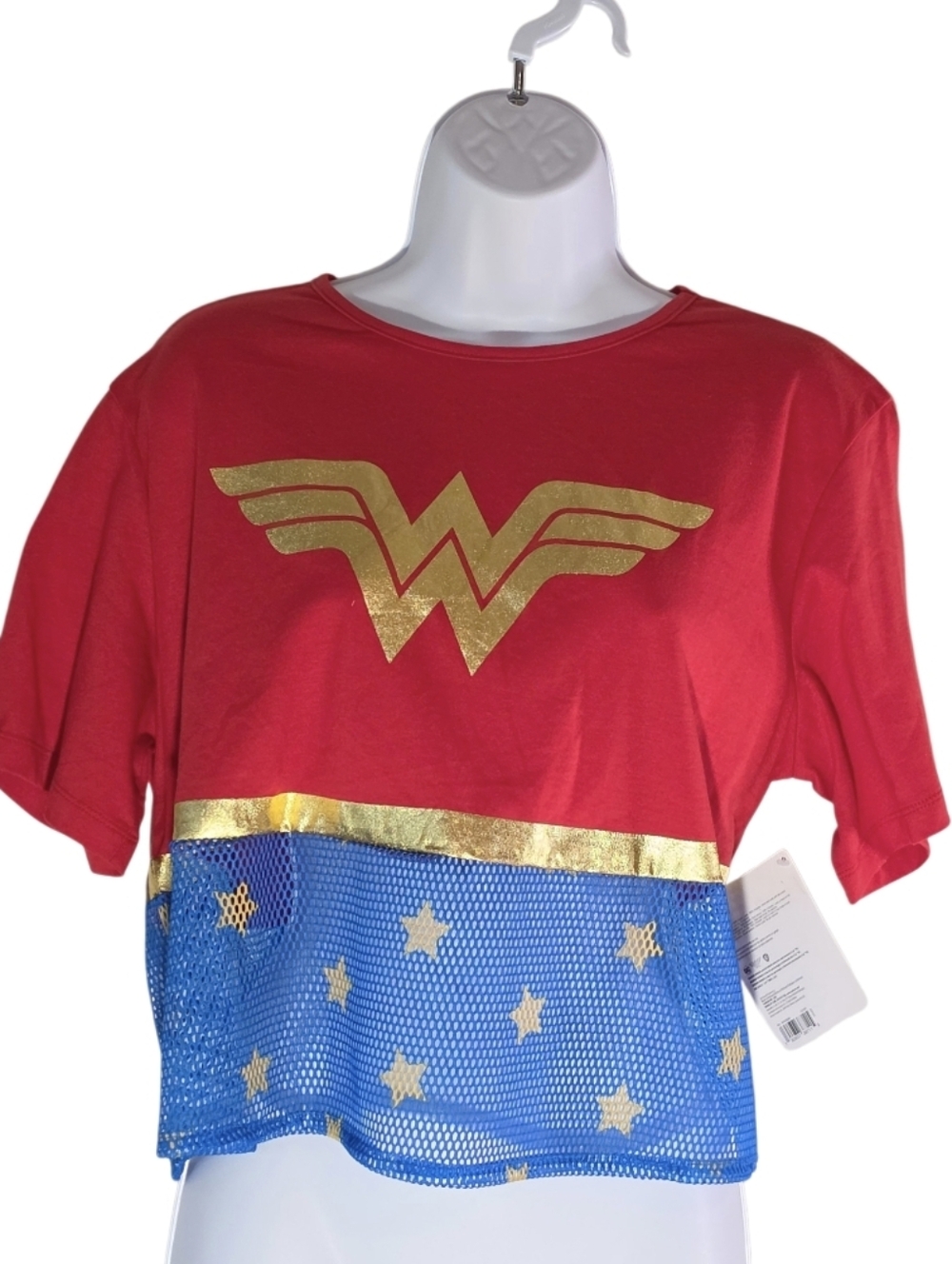 Wonder Woman Shirt Costume NWT SM-XL Superhero Halloween Mesh See Through OSFM